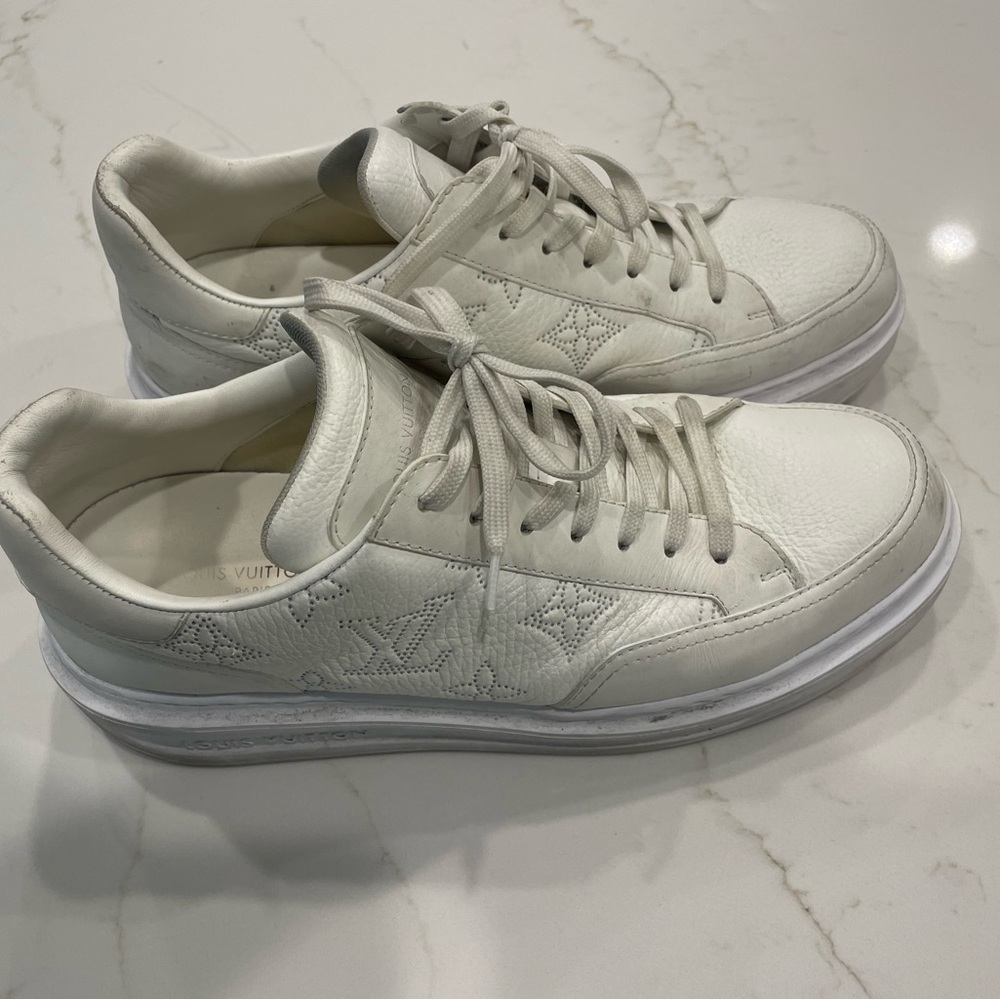 Louis Vuitton Ivory Leather Sneakers - Picture 2 of 4